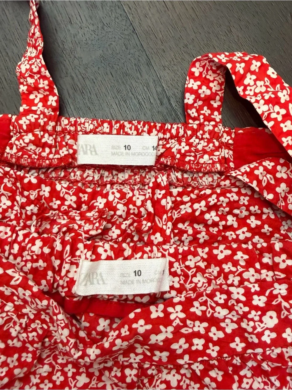Zara Red and White Floral Girls Matching Top & Skirt Set